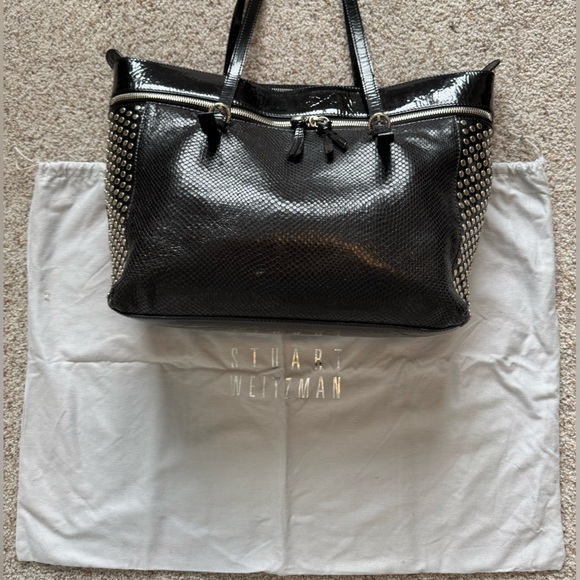Stuart Weitzman Black Snakeskin Tote Bag - Picture 10 of 11